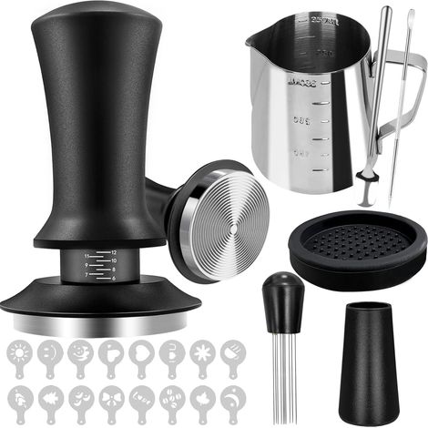 Ensemble de tasseur à café 51 mm, 22 pièces, ensemble de tasseur à café expresso avec tasseur de 51 mm et outil WDT, outil de barista avec coussinet anti-fuite, mélangeur à café, pot à mousse, stylo à