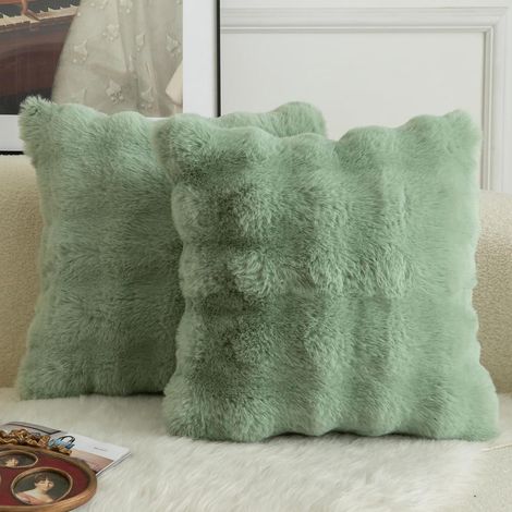 Taie d'oreiller TuseRxln - Dream Textiles - Mélange polyester-laine ultra-doux avec fermeture éclair invisible - Lot de 2 - Pour canapé-lit et salon - Couleur café au lait (1/5)