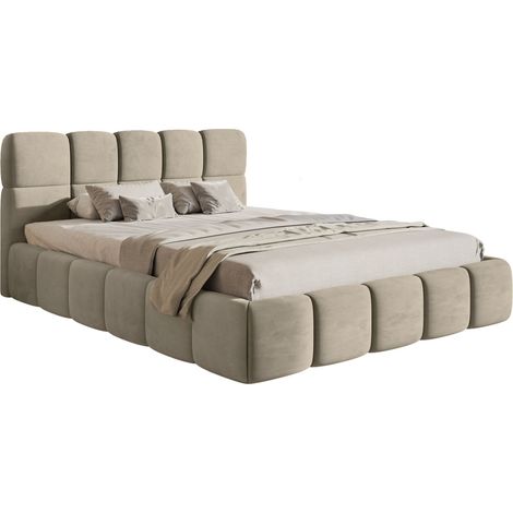 Selsey Cloudy – Polsterbett 120x200 cm, Samt Graubeige