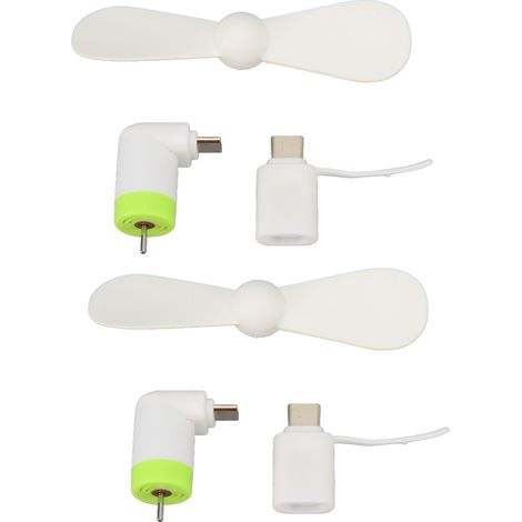 2 Ventilateurs Mini pour Téléphone Portable, Compatible USB Micro et Type C, Blanc - 2 Pièces (1/5)