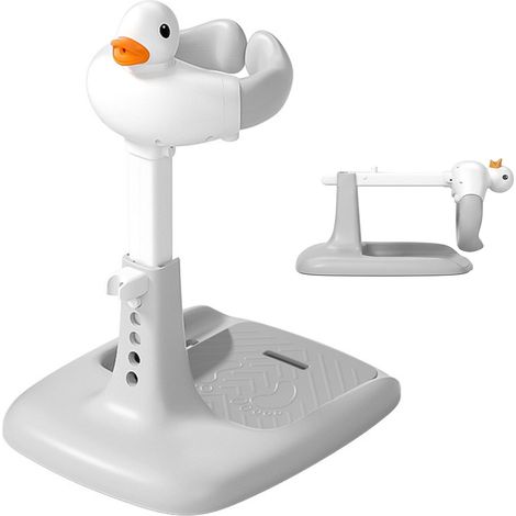 Soporte de ducha para bebés Relaxdays, regulable 45-63 x 50 x 40 cm, plegable, antideslizante, ABS, gris y blanco (1/5)
