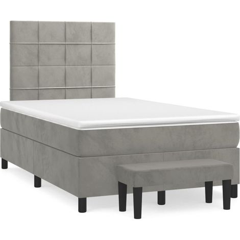 Maison Exclusive - Cama box spring con colchón terciopelo gris cl (1/5)