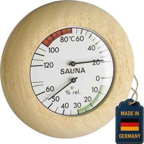 1 - Thermomètre-Hygromètre - Accessoire De Sauna - Mesure Température Et Humidité - Cadre En Bois Massif - Pour Sauna Finlandais Et Hammam - Marron - 13,6x4,2x13,6cm