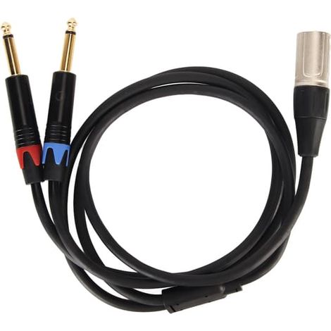 Câble répartiteur en Y double jack 6,35 mm vers XLR mâle adaptateur audio convertisseur pour microphone avec double prise mono TS 6,35 mm (2 m / 6,6 pi) (1/5)
