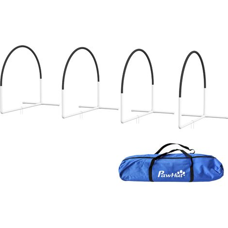 Lot de 4 arceaux d'agilité pour chien Hooper, entraînement parcours obstacle, arc cercle avec sac transport