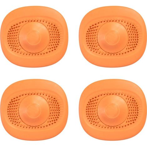 Ensemble de 4 pièces comprenant un couvercle de siphon de sol, un bouchon de siphon de douche, un bouchon de siphon de baignoire, un couvercle de bouchon et une crépine de siphon de baignoire (orange) (1/5)