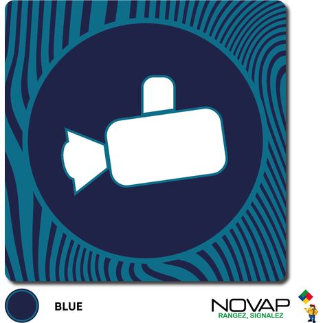 Plaque Vidéo Protection - Design Bleu 90x90mm - 4340128 (1/2)