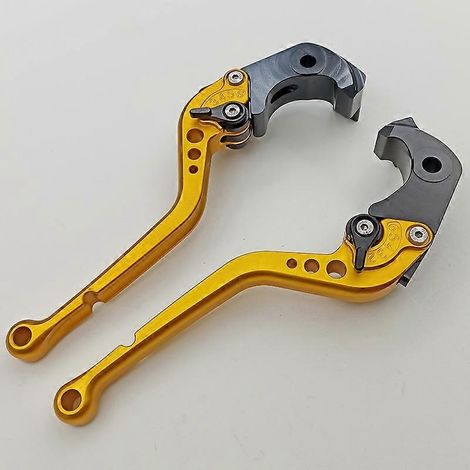 Poignée de frein, d'embrayage hydraulique et de klaxon pour guidon de moto Kawasaki ZX1400 ZX14R ZZR1400 (longue poignée dorée) (1/5)