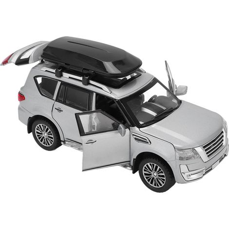 Voiture miniature SUV 1/32 en alliage moulé sous pression, à friction, avec effets sonores et lumineux, pour garçons et filles (argenté) (1/5)