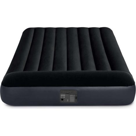 Intex – Matelas gonflable 2 places – Gonfleur électrique intégré en 2 min – Technologie Fiber Tech pour confort et soutien – Vinyle résistant