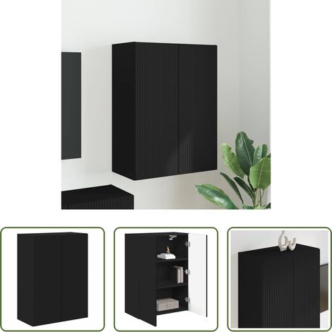 Holzwerkstoff - TV-Wandschrank Schwarz 59,5 x 31 x 80 cm Holzwerkstoff (1/5)