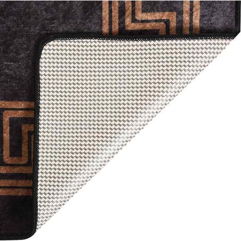 Tapis de salon Style Moderne Tapis de sol - Tapis lavable antidérapant 80x150 cm Noir et doré BV354708 - BonneVie (1/5)