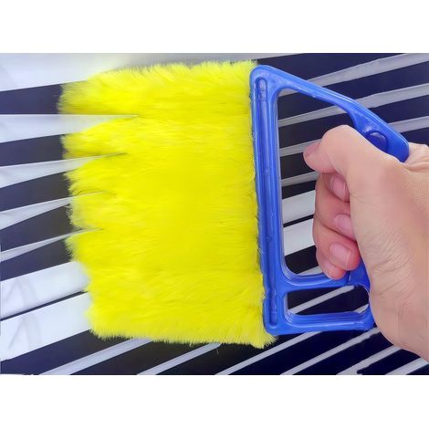 Mini Nettoyeur de Volets roulants, Brosse à Rideaux Orange avec 7 Manchons Amovibles en Microfibre, Gadgets de climatisation, aérations de Voiture, Volets de Ventilateur (Bleu, avec 7 Lames) (1/4)