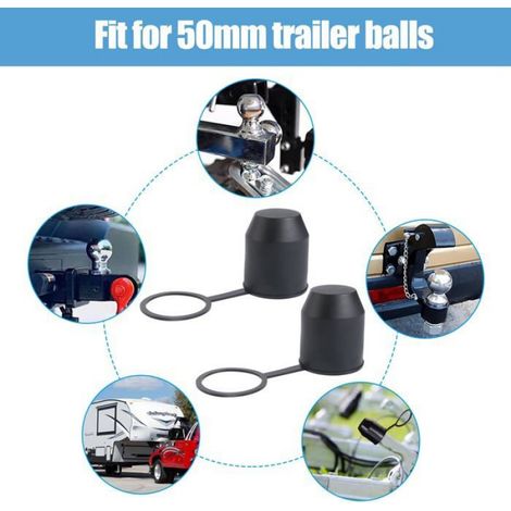 Couvercle Boule d'Attelage - 4 pièces, Protège Remorque Plastique avec Anneau d'Arrêt - Camion - Noir Étiquette (1/5)