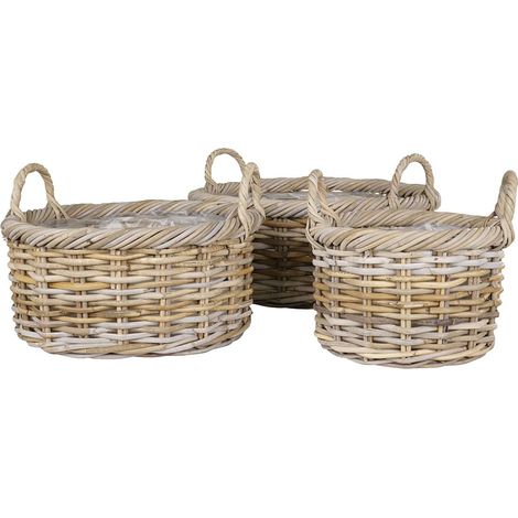 KUPY - Lot de 3 Panières en Kubu et Rotin Doublure Plastique Intérieure (1/5)