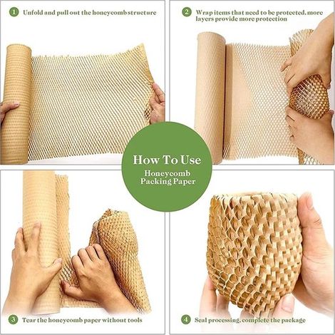 Rouleau de papier alvéolé - Décoration d'emballage - Expédition sécurisée - Alternative durable - Largeur : 30 cm - Non spécifié (1/4)