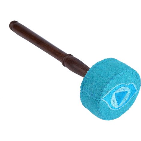 Marteau en bois dur feutré pour bol chantant tibétain, fait main (bleu clair) (1/5)