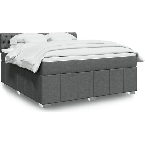 Boxspringbett mit Matratze Dunkelgrau 180x200 cm Stoff