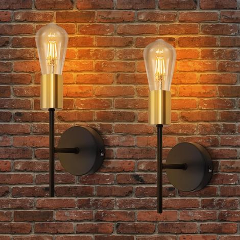 ZMH Applique Murale d'intérieur Vintage - E27 Industriel 1 Ampoule Éclairage Mural Lampe de Couloir Noire Applique Rétro en Métal pour Escalier Cuisine Chambre - 2 Pièces (1/5)