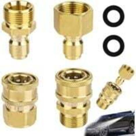 4-teiliger Hochdruckreiniger-Adapter, Schnellkupplung für Hochdruckreiniger, M22 14 mm auf 9,5 mm Schnellkupplungsset, Hochdruck-Schnellkupplung für Reinigerschlauch – Crezuo