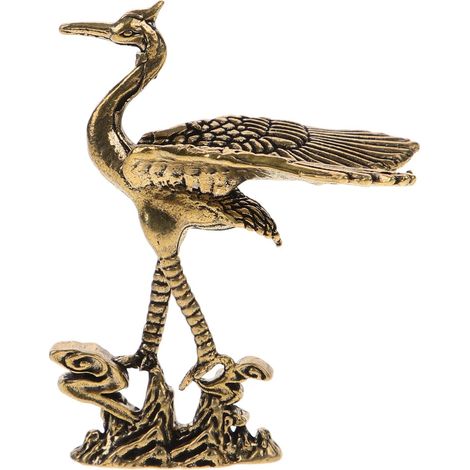 de grue dorée en laiton objet de décoration artistique pour