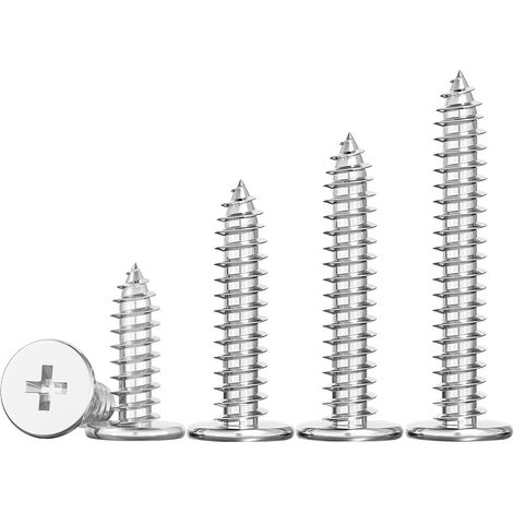20 Pièces Mince Vis Autotaraudeuse à Tête Plate Phillips, M2 x 10 mm Vis à Bois en Acier Inoxydable (1/5)