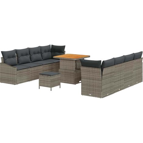 Maison Exclusive - Garten-Sofa-Set mit Kissen mit Speicher 11 pcs