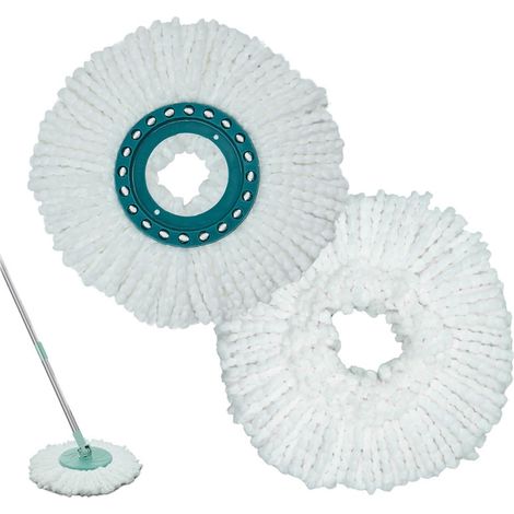 SHINING HOUSE Lot de 2 Têtes de Rechange Clean Twist Disc Mop compatibles avec Leifheit - en Microfibre absorbante - Convient pour à Tous Types de sols - Facile à remplacer, Peut être lavé en Machine (1/5)