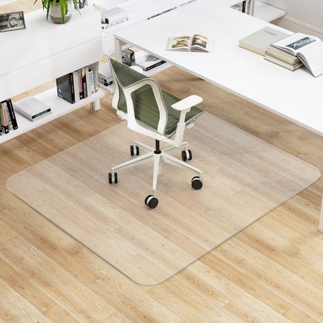 Tapis de sol en PVC transparent 180 x 160 cm avec dos antidérapant et surface imperméable pour bureau, parquet et chaise à roulettes (1/5)
