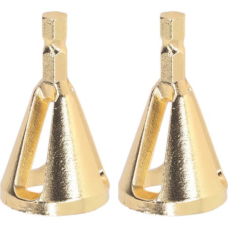 2 Stück Außenfasen-Entgratungswerkzeug, Schnellanschluss, 3-fach Innensechskantschaft, Gold (1/5)
