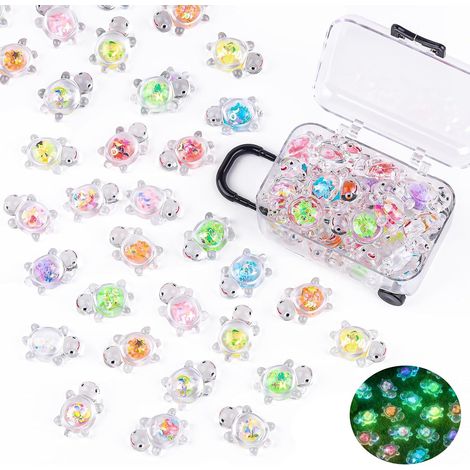 Lot de 30 petites tortues en résine avec 1 boîte de valise, mini animaux lumineux en résine pour cacher les tortues de mer, figurines phosphorescentes dans le noir pour jardin féerique, maison de (1/5)