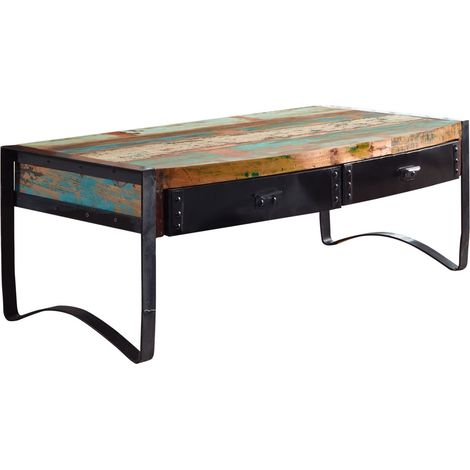Couchtisch Altholz 120x60x45 mehrfarbig lackiert INDUSTRIAL 48