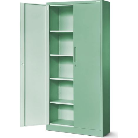 Armoire de Bureau Métal 4 Étagères Verrouillable 195 x 90 x 40 cm (1/5)