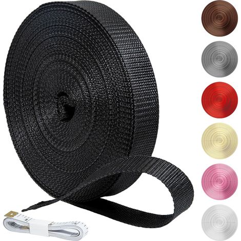 20M Sangle Polypropylène Noire Ruban de Sangle 30 mm Résistante et Imperméable Sangles tissée au Mètre pour Sac Rucksack Bagage Harnais Bricolage Couture DIY et Outdoor