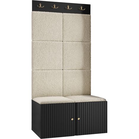 Conjunto para recibidor Hartford 383, Abriamo 3, 186x84x46cm, Tapiz, Aglomerado laminado, Colocada, Montada en la pared