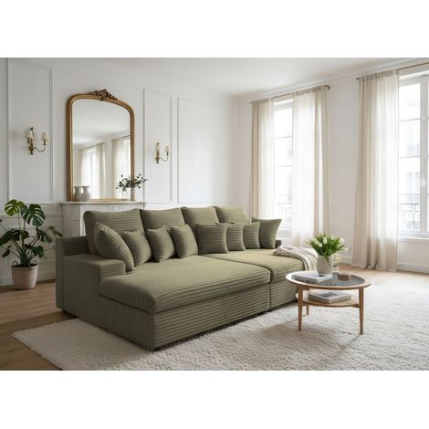 Bigsofa Couchgarnitur AROSA Megasofa in Stoff Tilia Olivgrün