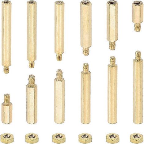 Vis de support M2+3 mm, kit de 240 pièces comprenant vis et rondelles de support hexagonales en laiton, couleur or. (1/5)