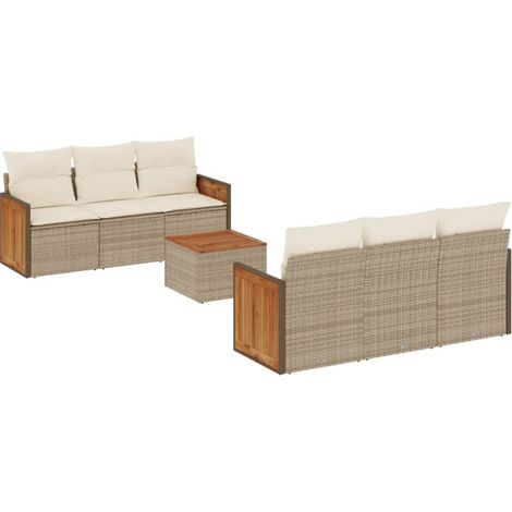 Maison Exclusive - 7-tlg. Garten-Sofagarnitur mit Kissen Beige Po (1/5)