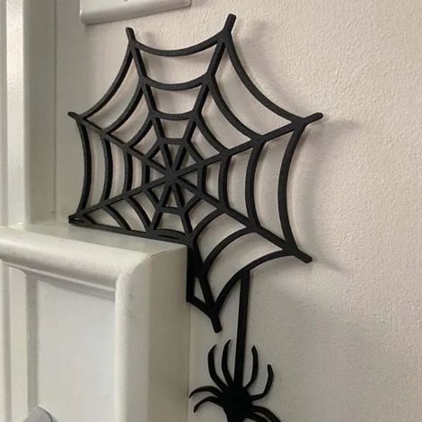 ARAMOX décoration suspendue d'Halloween Panneau d'angle de porte d'Halloween, araignée de sorcière en bois, décor jardin gazon (1/5)