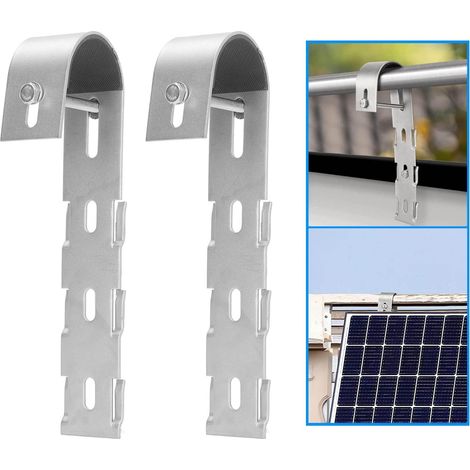 2 pièces Composants de support photovoltaïque pour balcon Accessoires d'installation de garde-corps pour panneaux solaires (1/5)