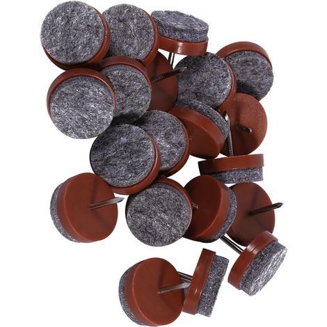 20x Möbel-Tisch- und Stuhlbein-Filzgleiter, Bodenschutz, DIY-Nagelschutz, Braun, 24 mm (1/5)