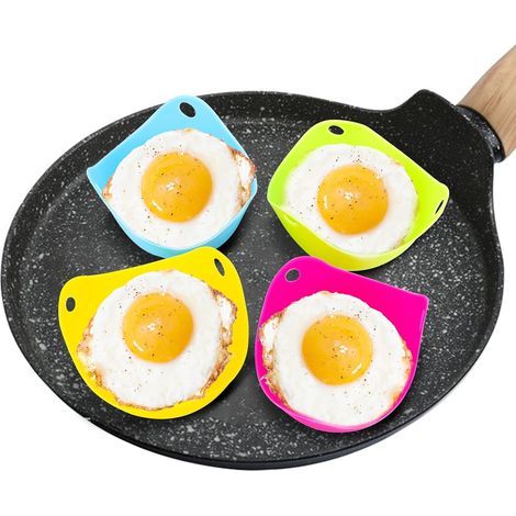 XCWTBL Pentola in silicone per uova in camicia, adatta al microonde, 4 pentole antiaderenti con 1 pennello per olio per utensili da cucina, vaporiera, forni a microonde, multicolore (1/5)