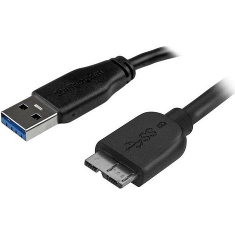 StarTech.com Câble SuperSpeed USB 3.0 slim A vers Micro B de 0,5 m - Mâle / Mâle - Noir - 0,5 m - USB A - Micro-USB B - 3.2 Gen 1 (3.1 Gen 1) - Male connector / Male connector