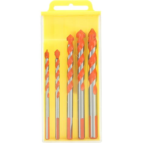 Lot de 5 forets multifonctionnels en alliage avec poignée triangulaire, diamètre de lame de 6 à 12 mm, pour perceuse électrique (1/5)
