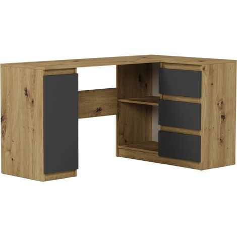 Eckschreibtisch rechts Artisan Mix Anthrazit 150 x 87 cm - Modern N12 (1/5)