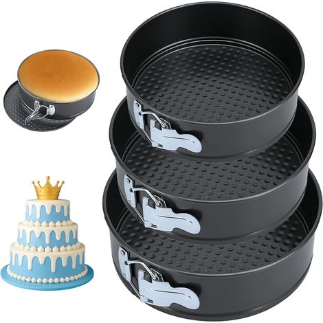 3 Moule à Manqué, Acier au Carbone, Revêtement Anti-adhésif, Fond Amovible, Cuisine et Pâtisserie (1/5)