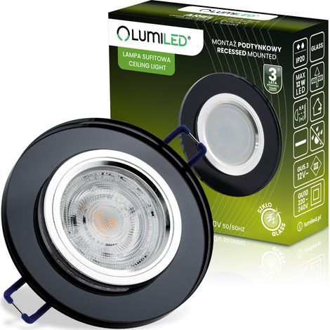 Lámpara de techo LED halógena de cristal GU10 MR16 fija redonda con antena negra