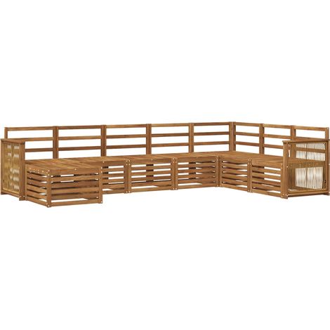 Set di divani da esterno 6 pz Naturale Legno di Acacia Massello vidaXL (1/5)