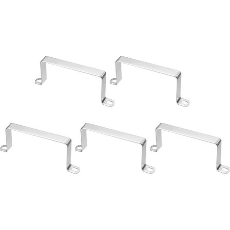 5Pcs Collier Pour Tube Carré 60x120mm Épais Collier En U Argent (1/5)