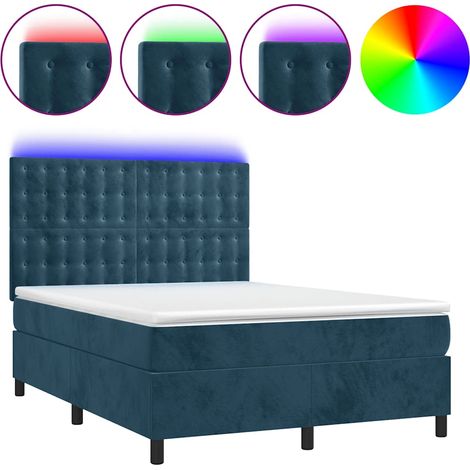 Maison Exclusive - Sommier à lattes de lit matelas et LED Bleu foncé 140x200 cm (1/5)